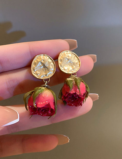 Fashion Rose Flower Alloy Immortal Flower Earrings