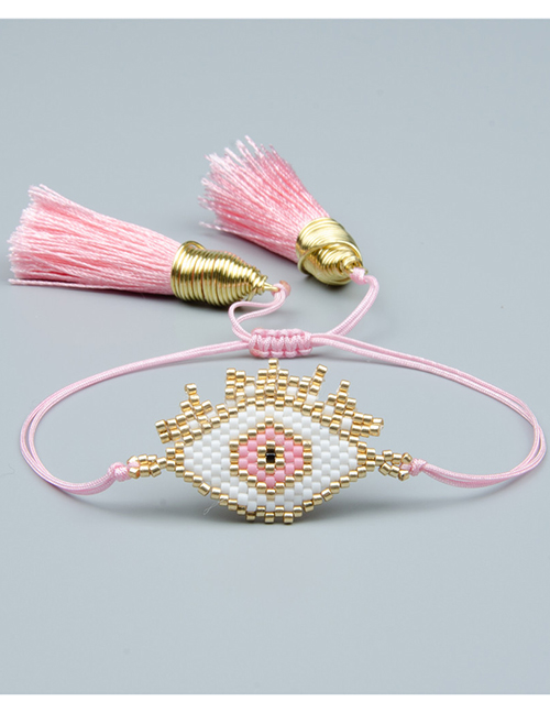 Fashion 2# Rice Beads Beaded Woven Eye Bracelet