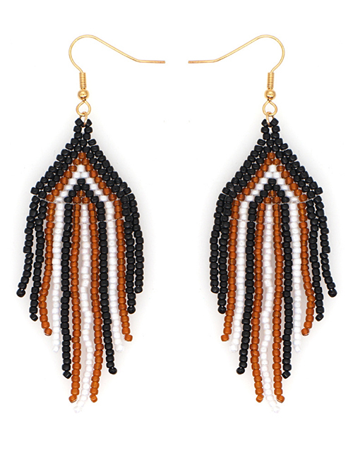 Fashion Gold Rice Bead Beaded Woven Earrings