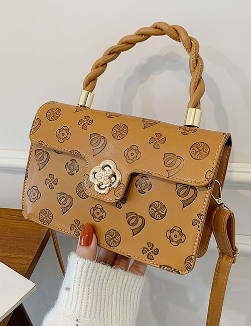 Fashion Brown Twisted Embossed Messenger Bag