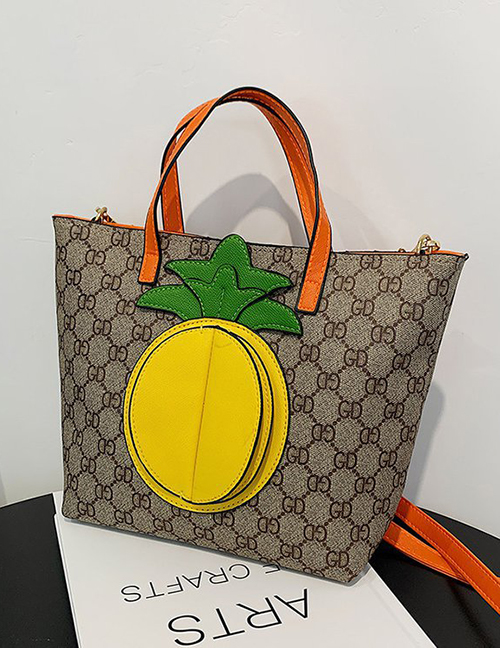 Fashion Khaki Letter Print Pineapple Tote Bag