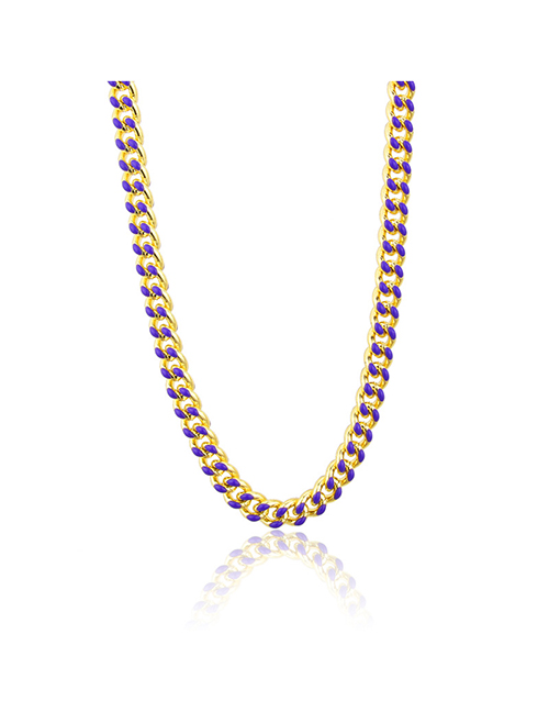 Fashion Purple Chain Titanium Steel Thick Chain Necklace