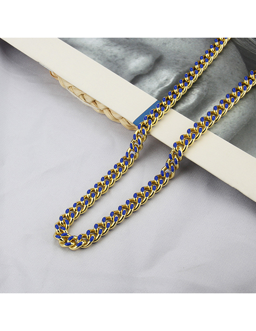 Fashion Blue Chain Titanium Steel Thick Chain Necklace