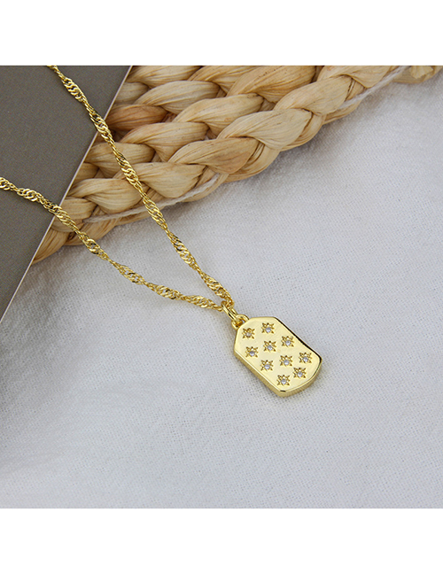 Fashion Square Tag Copper Inlaid Zirconium Tag Cross Letter Necklace