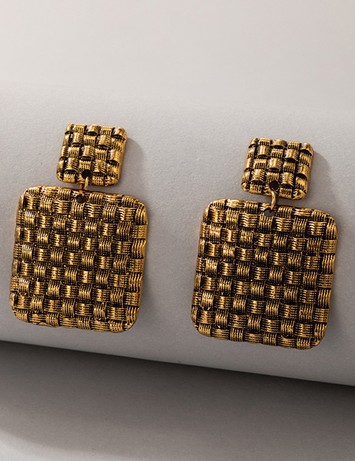 Fashion Gold Alloy Square Labyrinth Earrings