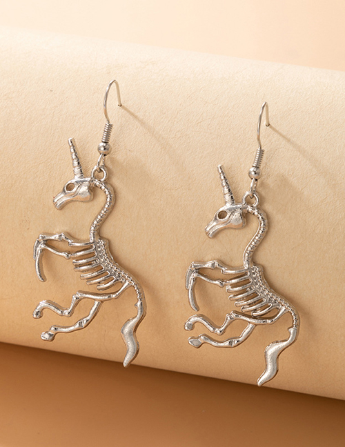 Fashion Silver Halloween Unicorn Skeleton Earrings