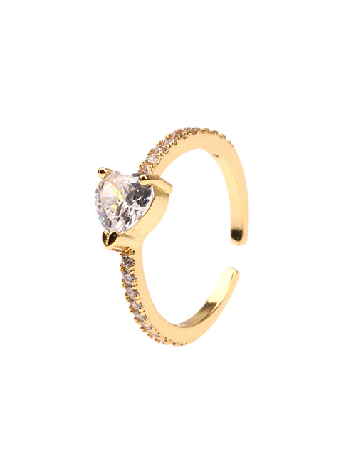 Fashion White Copper Inlaid Zirconium Love Ring