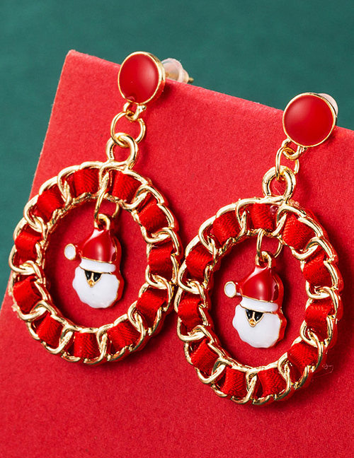 Fashion Santa Head Christmas Glove Santa Gift Box Ring Earrings