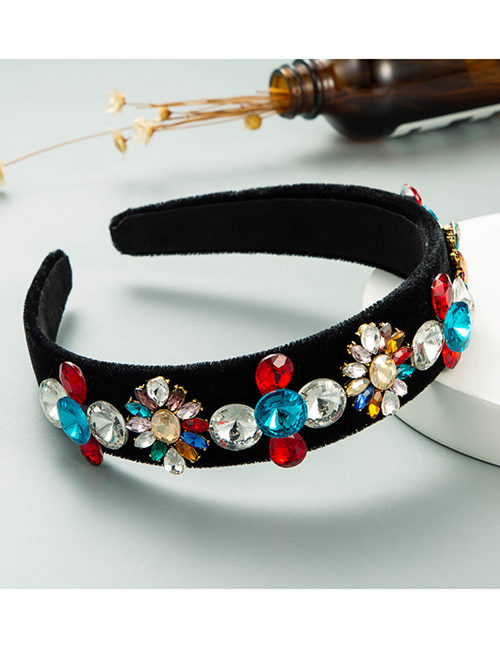 Fashion Color Flannel Diamond-studded Flower Headband