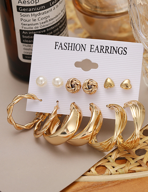 Fashion Gold Metal Geometric Earrings Set