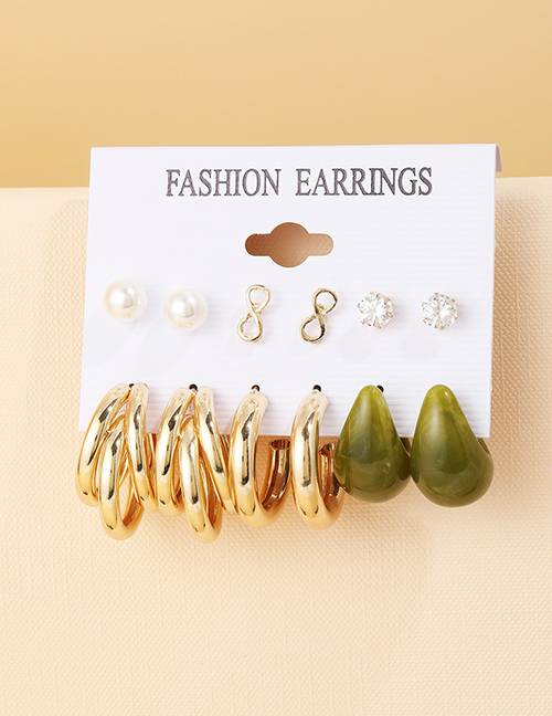 Fashion Gold Acrylic Acrylic C-shaped Earring Set