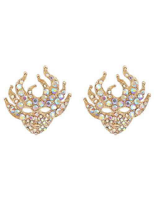 Fashion Ab Color Alloy Diamond Mask Earrings