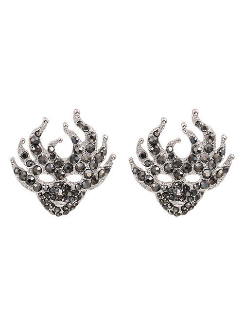 Fashion Grey Alloy Diamond Mask Earrings