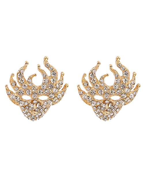 Fashion Gold Alloy Diamond Mask Earrings