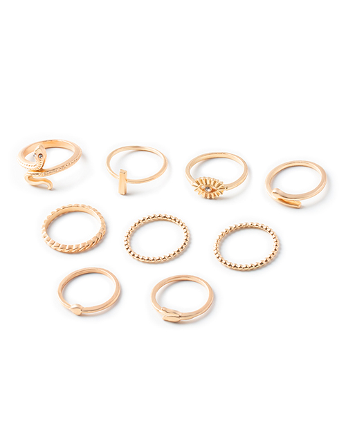 Fashion Gold Alloy Snake Eye Ring Set 9 Pcs