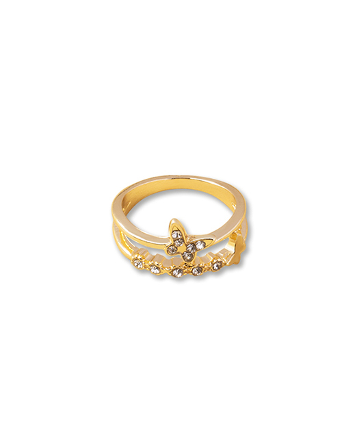 Fashion Gold 1 Alloy Diamond Butterfly Ring