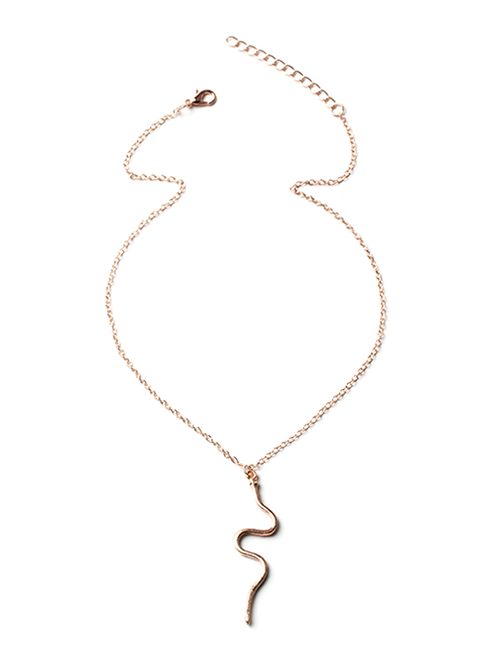 Fashion Rose Gold Alloy Gold-plated Snake-shaped Single-layer Necklace