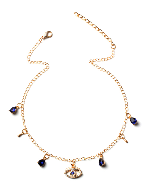 Fashion Gold Crystal Eye Single Layer Necklace