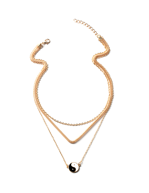 Fashion Gold Alloy Dripping Oil Tai Chi Multilayer Necklace
