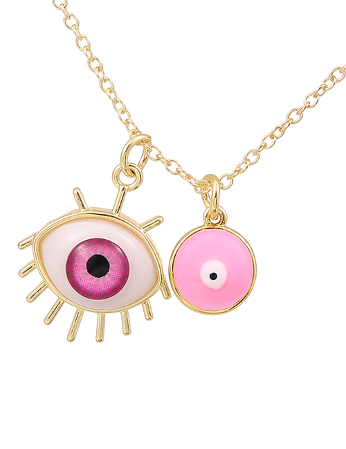 Fashion Pink Copper Dripping Eyes Necklace