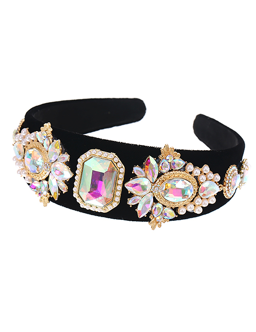 Fashion Ab Color Fabric Alloy Diamond-studded Pearl Geometric Headband