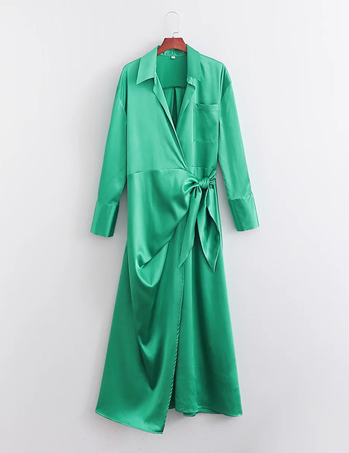 Fashion Green V-tie Dress