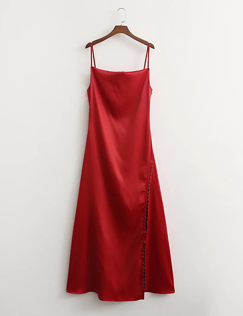 Fashion Red High Slit Sling Dress