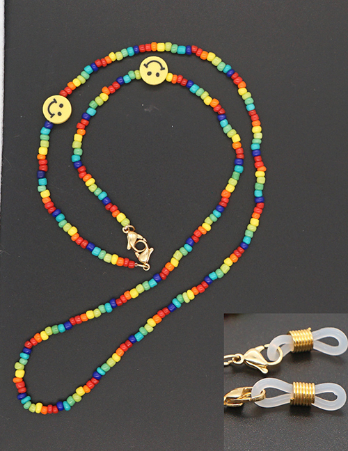 Fashion Color-2 Colorful Rice Beads Beaded Smiley Glasses Chain