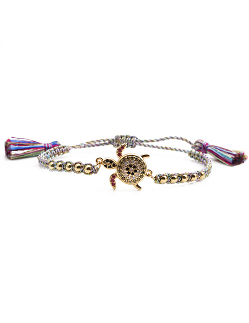 Fashion New Bead Chain Copper Inlaid Zirconium Geometric Tortoise Beaded Braided Bracelet
