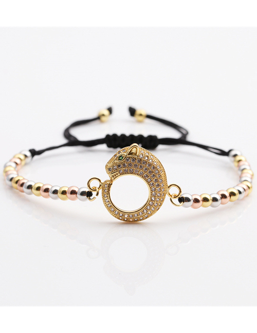Fashion Mixed Color Chain Bronze Plated Real Gold Leopard Head Bracelet