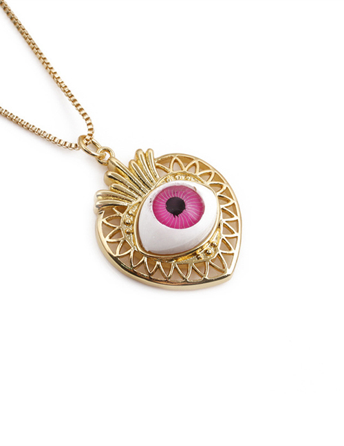 Fashion Pink Copper Inlaid Zirconium Love Eye Necklace