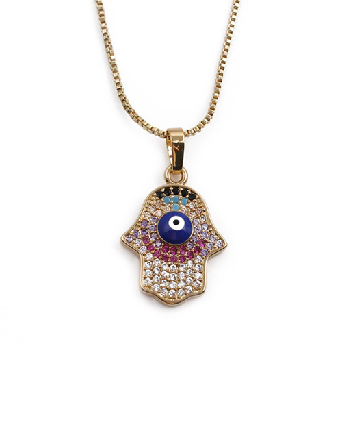 Fashion Gold Copper Plated Real Gold Palm Eye Necklace