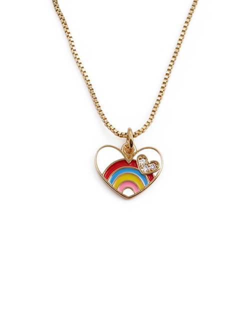 Fashion Gold Geometric Love Heart Drop Oil Necklace
