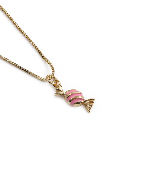 Fashion Pink Copper Plated Real Gold Geometric Candy Necklace