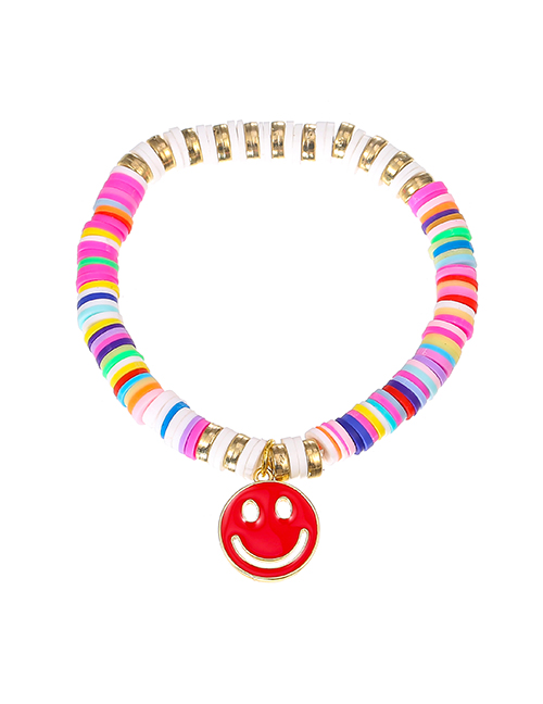 Fashion Red Copper Drip Oil Soft Pottery Smiley Face Bracelet