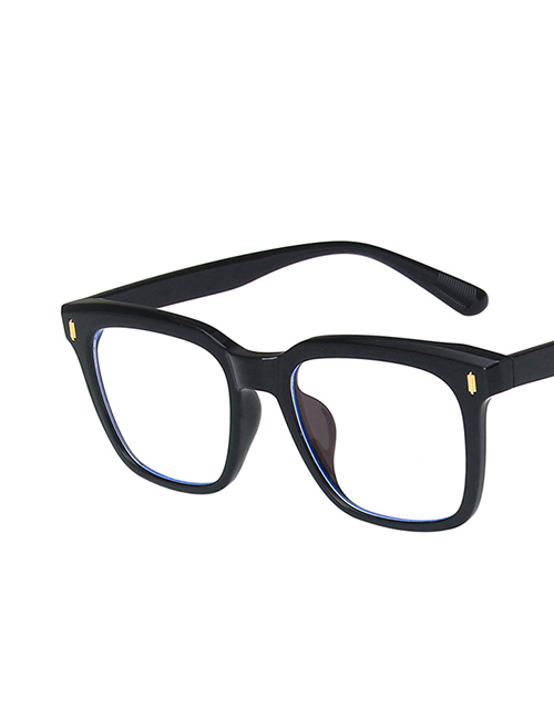 Fashion Bright Black Square Rice Nail Flat Glasses Frame