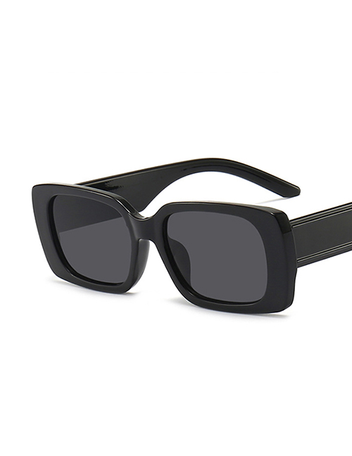 Fashion Bright Black All Gray Square Wide-leg Sunglasses