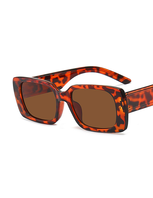Fashion Leopard Tea Chips Square Wide-leg Sunglasses