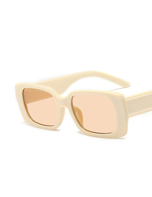 Fashion Beige Light Tea Square Wide-leg Sunglasses