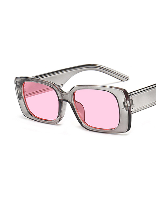 Fashion Transparent Gray Frame Powder Square Wide-leg Sunglasses