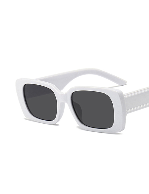 Fashion Real White Gray Flakes Square Wide-leg Sunglasses