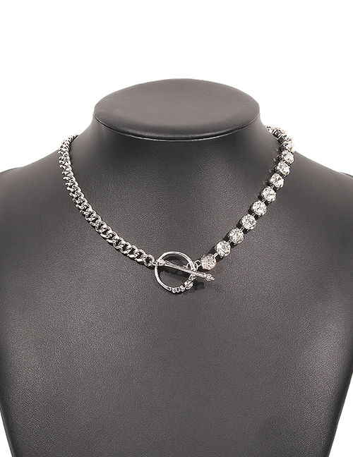 Fashion Silver Alloy Diamond Ot Buckle Necklace