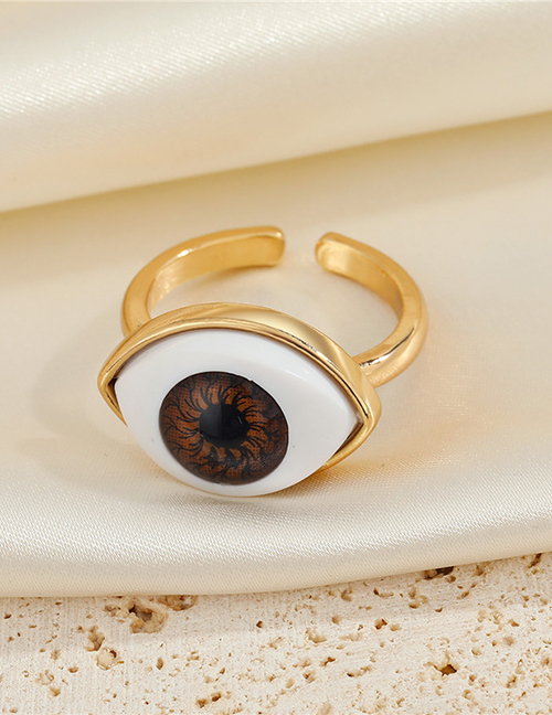 Fashion Brown Eyes Geometric Eye Open Ring