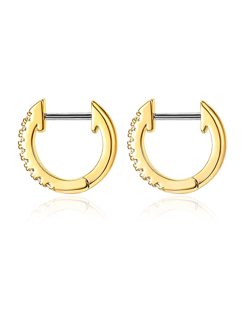 Fashion Gold Stainless Steel Inlaid Zirconium Geometric Earrings