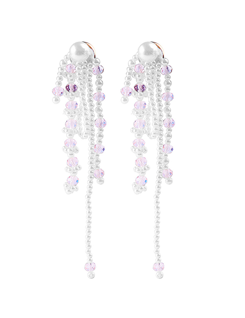 Fashion Purple Pearl Tassel Earrings