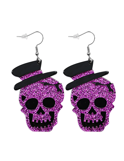 Fashion Purple Skull Acrylic Plate Ghost Spider Skull Bat Earrings