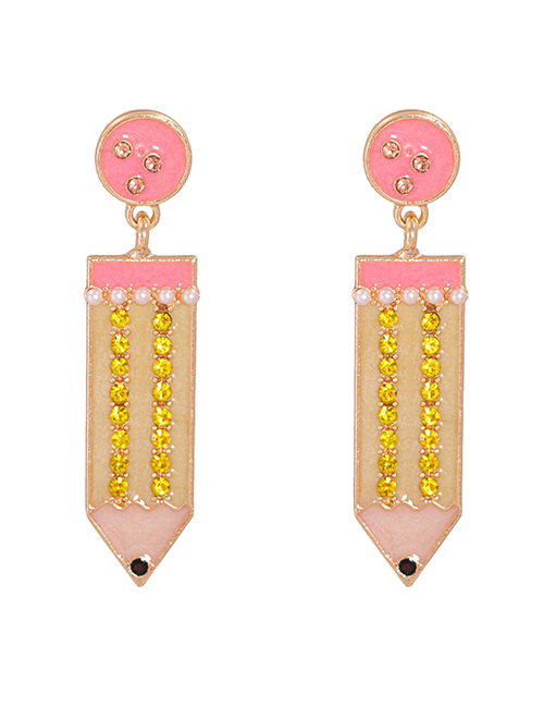 Fashion Pink Yellow Alloy Pencil Earrings