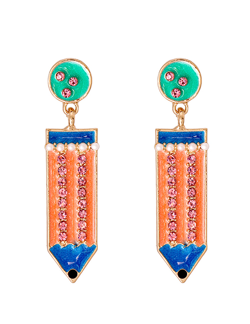 Fashion Orange Alloy Pencil Earrings