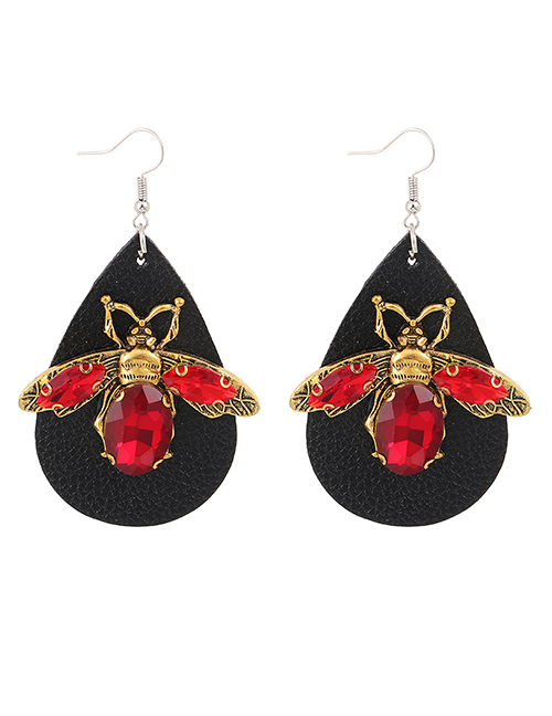 Fashion Red Alloy Diamond Drop Bee Earrings