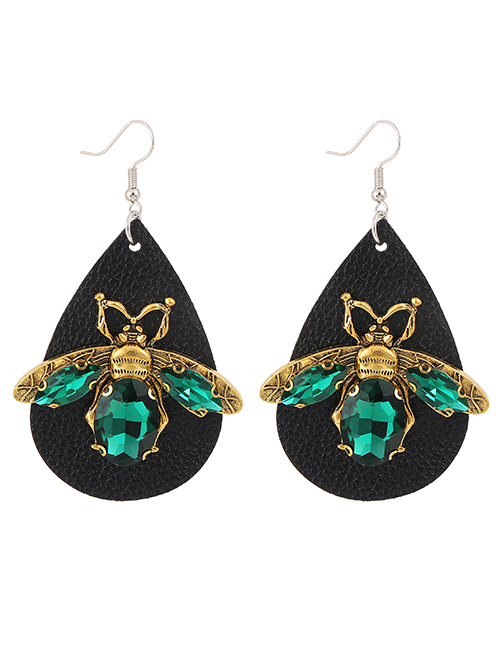 Fashion Green Alloy Diamond Drop Bee Earrings